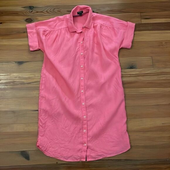 J. Crew Pink Baird McNutt Irish Linen Shirt Dress Womens Size Small Preppy - Picture 3 of 8